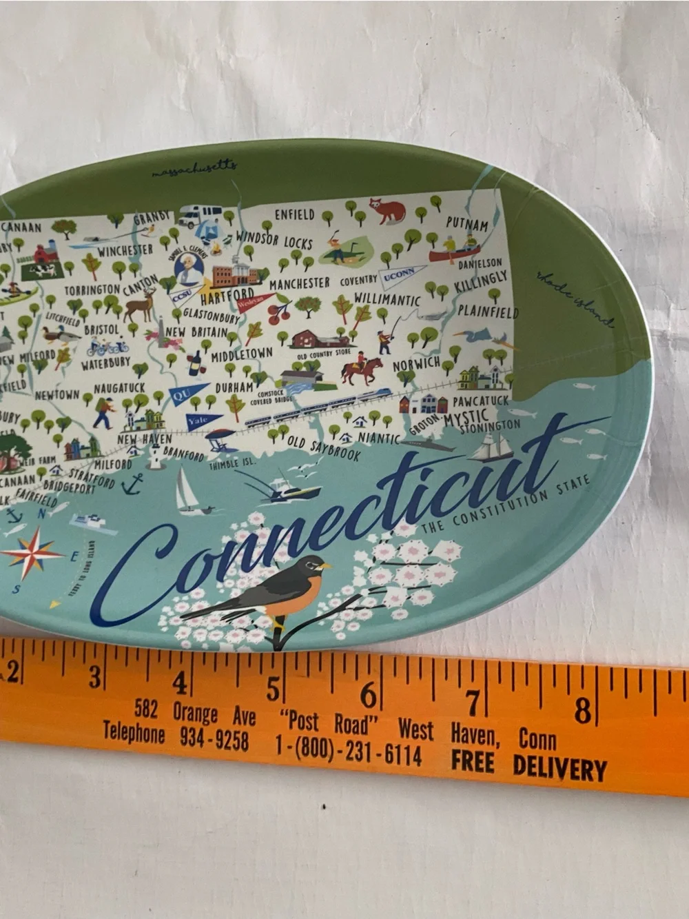 Connecticut Illustrated Small Knicknack Tray by Galleyware - Blue & Green